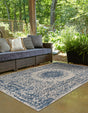 Blue 5' 3 x 8' Outdoor Traditional Rectangle Area Rug Weather Resistant for Patio, Deck, Terrace, Balcony, Porch Classical Design Outside Carpet for Sale at Rug Engine