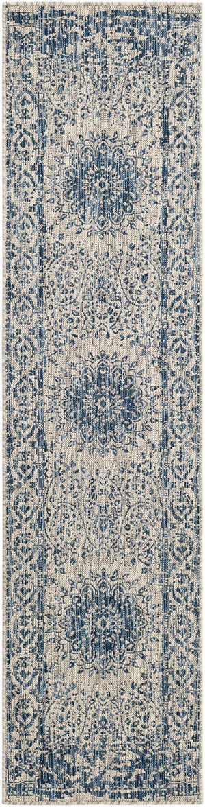 Blue 2' x 8' Outdoor Traditional Runner Area Rug Weather Resistant for Patio, Deck, Terrace, Balcony, Porch Classical Design Outside Carpet for Sale at Rug Engine