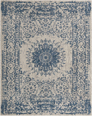 Blue 7' 10 x 10' Outdoor Traditional Rectangle Area Rug Weather Resistant for Patio, Deck, Terrace, Balcony, Porch Classical Design Outside Carpet for Sale at Rug Engine
