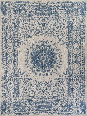 Blue 9' x 12' Outdoor Traditional Rectangle Area Rug Weather Resistant for Patio, Deck, Terrace, Balcony, Porch Classical Design Outside Carpet for Sale at Rug Engine