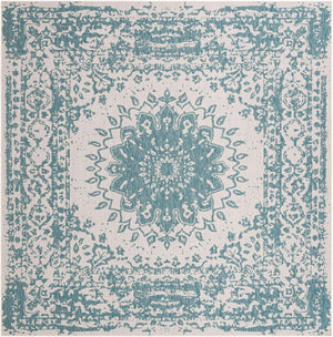 Aqua 10' x 10' Outdoor Traditional Square Area Rug Weather Resistant for Patio, Deck, Terrace, Balcony, Porch Classical Design Outside Carpet for Sale at Rug Engine