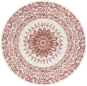 Rust Red 10' x 10' Outdoor Traditional Round Area Rug Weather Resistant for Patio, Deck, Terrace, Balcony, Porch Classical Design Outside Carpet for Sale at Rug Engine
