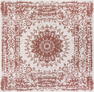 Rust Red 10' x 10' Outdoor Traditional Square Area Rug Weather Resistant for Patio, Deck, Terrace, Balcony, Porch Classical Design Outside Carpet for Sale at Rug Engine