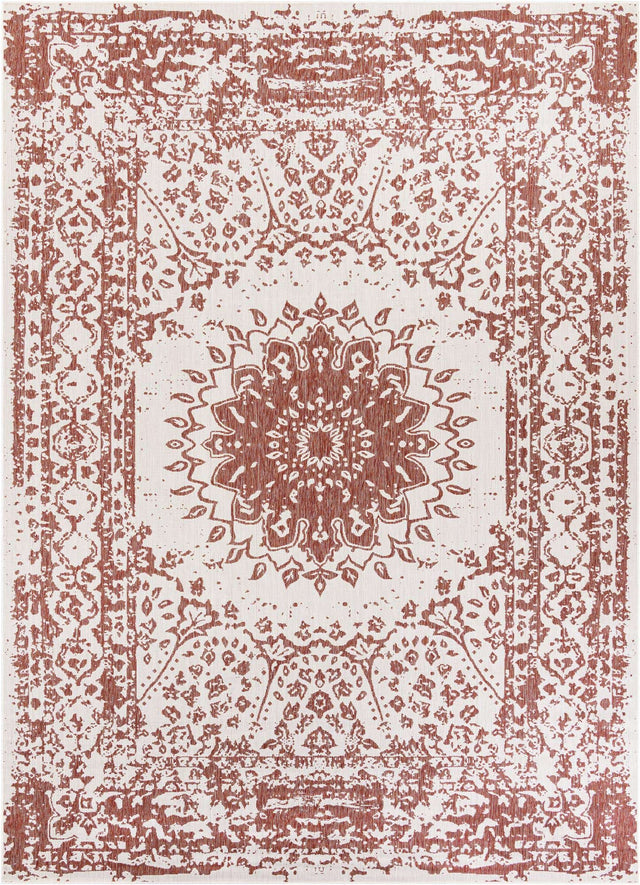 Rust Red 10' x 14' 1 Outdoor Traditional Rectangle Area Rug Weather Resistant for Patio, Deck, Terrace, Balcony, Porch Classical Design Outside Carpet for Sale at Rug Engine