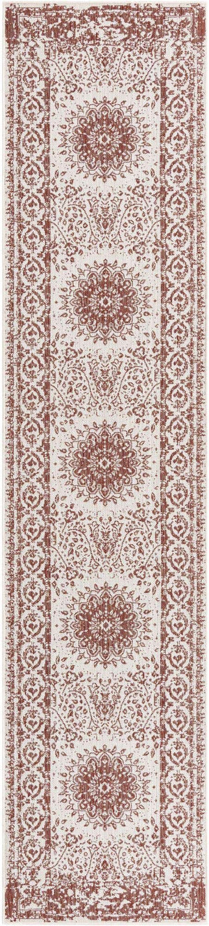 Rust Red 2' 7 x 12' Outdoor Traditional Runner Area Rug Weather Resistant for Patio, Deck, Terrace, Balcony, Porch Classical Design Outside Carpet for Sale at Rug Engine