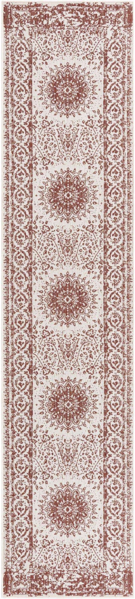Rust Red 2' 7 x 12' Outdoor Traditional Runner Area Rug Weather Resistant for Patio, Deck, Terrace, Balcony, Porch Classical Design Outside Carpet for Sale at Rug Engine