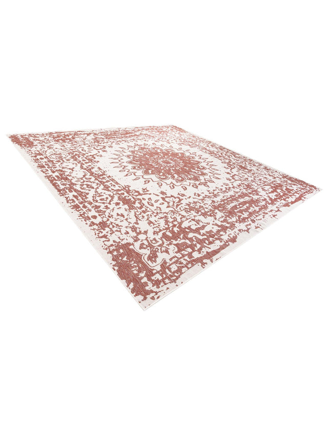 Rust Red 12' x 12' Outdoor Traditional Square Area Rug Weather Resistant for Patio, Deck, Terrace, Balcony, Porch Classical Design Outside Carpet for Sale at Rug Engine