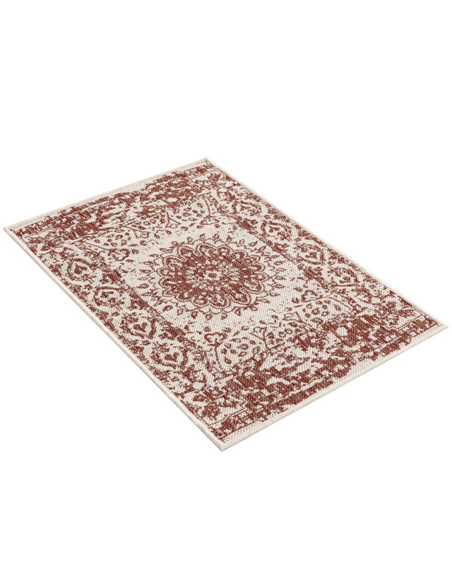 Rust Red 2' x 3' 1 Outdoor Traditional Rectangle Area Rug Weather Resistant for Patio, Deck, Terrace, Balcony, Porch Classical Design Outside Carpet for Sale at Rug Engine