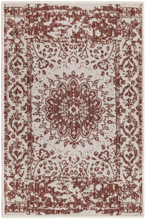Rust Red 2' x 3' 1 Outdoor Traditional Rectangle Area Rug Weather Resistant for Patio, Deck, Terrace, Balcony, Porch Classical Design Outside Carpet for Sale at Rug Engine