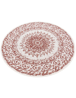 Rust Red 3' 1 x 3' 1 Outdoor Traditional Round Area Rug Weather Resistant for Patio, Deck, Terrace, Balcony, Porch Classical Design Outside Carpet for Sale at Rug Engine