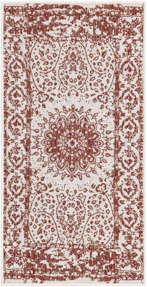Rust Red 2' x 4' 1 Outdoor Traditional Runner Area Rug Weather Resistant for Patio, Deck, Terrace, Balcony, Porch Classical Design Outside Carpet for Sale at Rug Engine