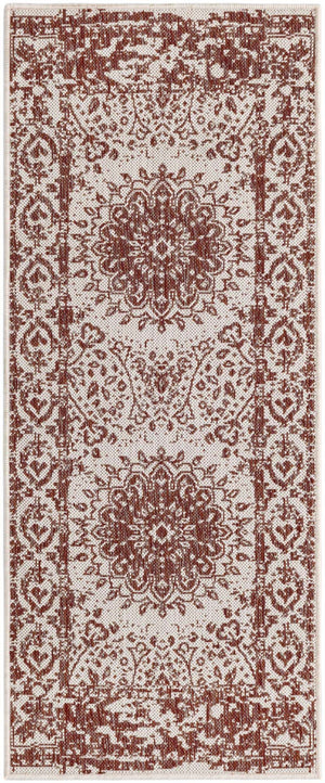 Rust Red 2' x 5' 3 Outdoor Traditional Runner Area Rug Weather Resistant for Patio, Deck, Terrace, Balcony, Porch Classical Design Outside Carpet for Sale at Rug Engine