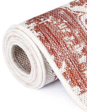 Rust Red 6' 1 x 9' Outdoor Traditional Rectangle Area Rug Weather Resistant for Patio, Deck, Terrace, Balcony, Porch Classical Design Outside Carpet for Sale at Rug Engine