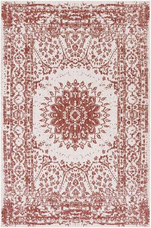 Rust Red 5' 3 x 8' Outdoor Traditional Rectangle Area Rug Weather Resistant for Patio, Deck, Terrace, Balcony, Porch Classical Design Outside Carpet for Sale at Rug Engine