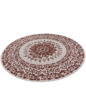 Rust Red 6' 1 x 6' 1 Outdoor Traditional Round Area Rug Weather Resistant for Patio, Deck, Terrace, Balcony, Porch Classical Design Outside Carpet for Sale at Rug Engine