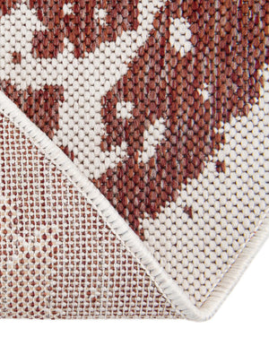 Rust Red 3' 1 x 3' 1 Outdoor Traditional Round Area Rug Weather Resistant for Patio, Deck, Terrace, Balcony, Porch Classical Design Outside Carpet for Sale at Rug Engine