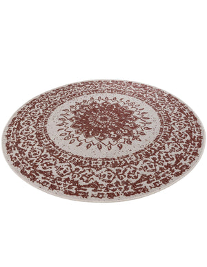 Rust Red 6' 1 x 6' 1 Outdoor Traditional Round Area Rug Weather Resistant for Patio, Deck, Terrace, Balcony, Porch Classical Design Outside Carpet for Sale at Rug Engine