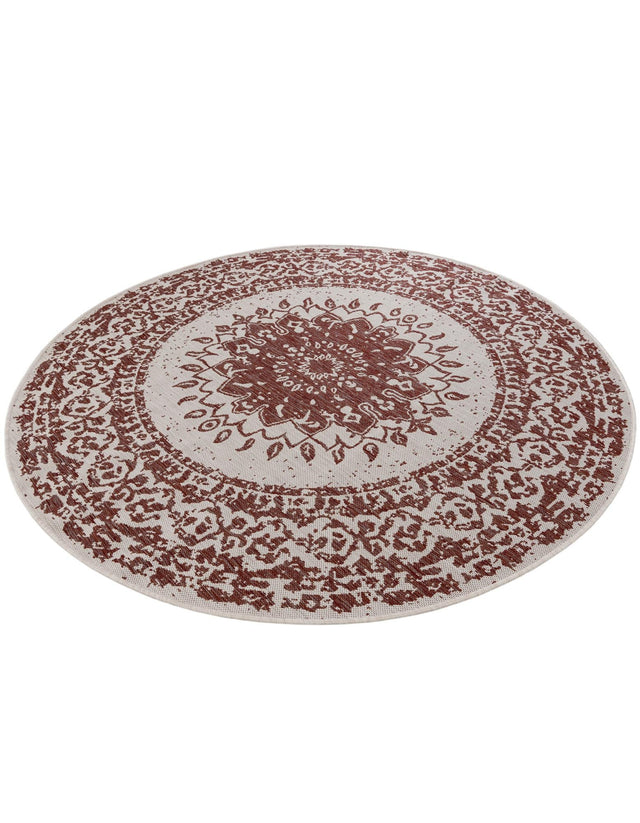 Rust Red 6' 1 x 6' 1 Outdoor Traditional Round Area Rug Weather Resistant for Patio, Deck, Terrace, Balcony, Porch Classical Design Outside Carpet for Sale at Rug Engine