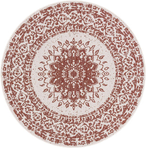 Rust Red 6' 1 x 6' 1 Outdoor Traditional Round Area Rug Weather Resistant for Patio, Deck, Terrace, Balcony, Porch Classical Design Outside Carpet for Sale at Rug Engine
