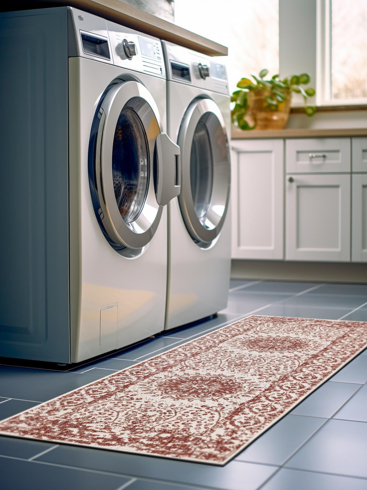 Rust Red 2' x 6' 1 Outdoor Traditional Runner Area Rug Weather Resistant for Patio, Deck, Terrace, Balcony, Porch Classical Design Outside Carpet for Sale at Rug Engine