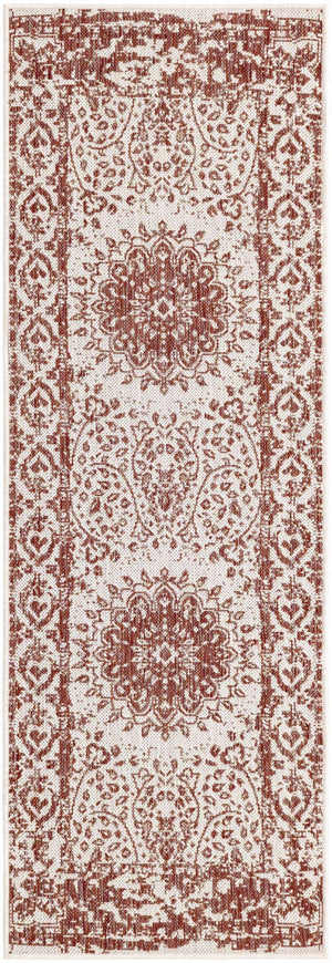 Rust Red 2' x 6' 1 Outdoor Traditional Runner Area Rug Weather Resistant for Patio, Deck, Terrace, Balcony, Porch Classical Design Outside Carpet for Sale at Rug Engine