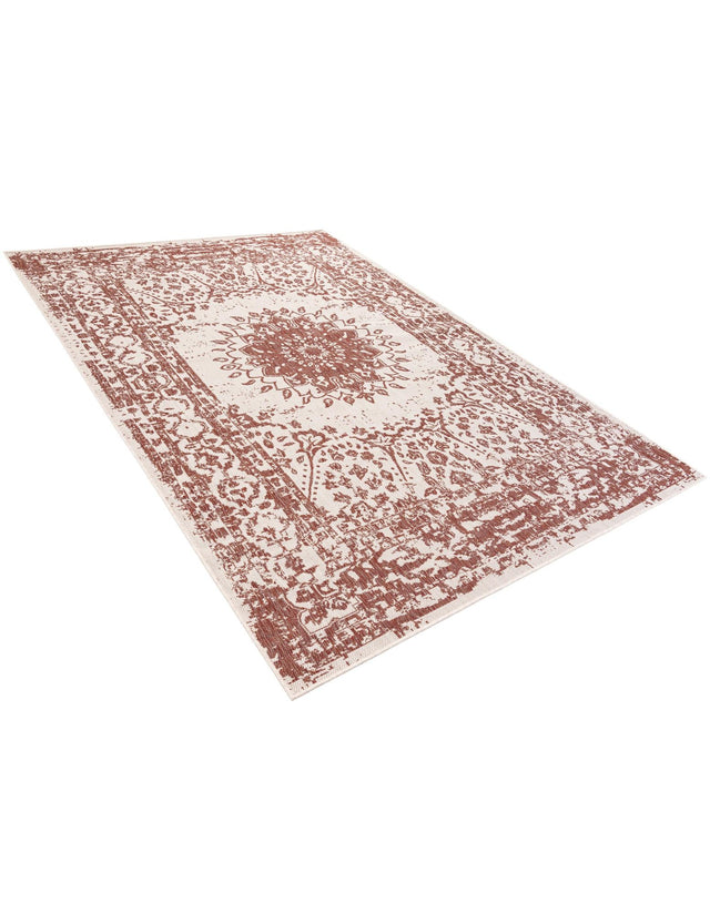 Rust Red 6' 1 x 9' Outdoor Traditional Rectangle Area Rug Weather Resistant for Patio, Deck, Terrace, Balcony, Porch Classical Design Outside Carpet for Sale at Rug Engine