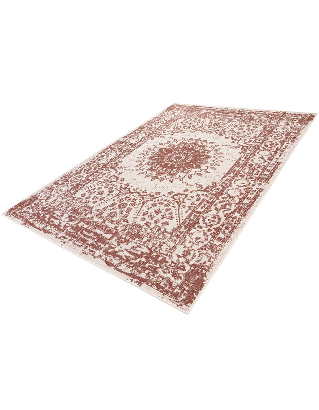 Rust Red 6' 1 x 9' Outdoor Traditional Rectangle Area Rug Weather Resistant for Patio, Deck, Terrace, Balcony, Porch Classical Design Outside Carpet for Sale at Rug Engine