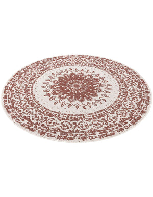 Rust Red 7' 10 x 7' 10 Outdoor Traditional Round Area Rug Weather Resistant for Patio, Deck, Terrace, Balcony, Porch Classical Design Outside Carpet for Sale at Rug Engine