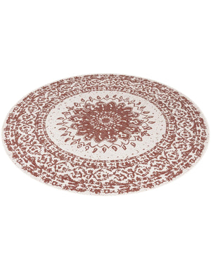 Rust Red 7' 10 x 7' 10 Outdoor Traditional Round Area Rug Weather Resistant for Patio, Deck, Terrace, Balcony, Porch Classical Design Outside Carpet for Sale at Rug Engine