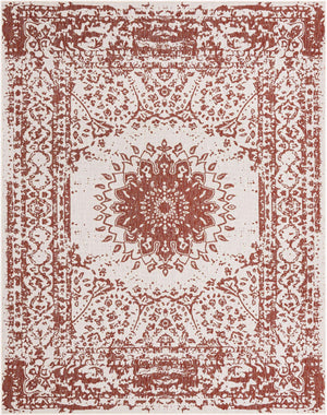 Rust Red 7' 10 x 10' Outdoor Traditional Rectangle Area Rug Weather Resistant for Patio, Deck, Terrace, Balcony, Porch Classical Design Outside Carpet for Sale at Rug Engine