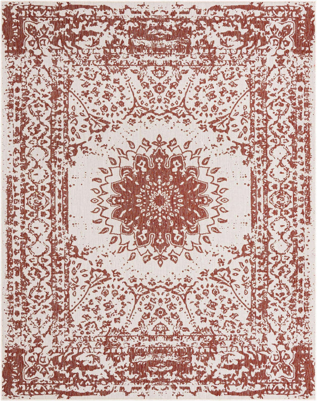 Rust Red 7' 10 x 10' Outdoor Traditional Rectangle Area Rug Weather Resistant for Patio, Deck, Terrace, Balcony, Porch Classical Design Outside Carpet for Sale at Rug Engine