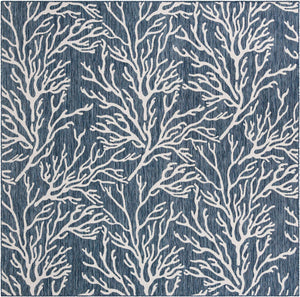 Blue 10' x 10' Outdoor Coastal Square Area Rug Weather Resistant for Patio, Deck, Terrace, Balcony, Porch 100% Polypropylene Coastal Decor Carpet for Sale at Rug Engine