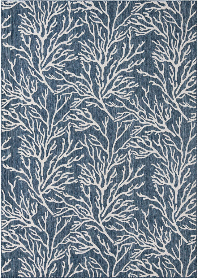 Blue 10' x 14' 1 Outdoor Coastal Rectangle Area Rug Weather Resistant for Patio, Deck, Terrace, Balcony, Porch 100% Polypropylene Coastal Decor Carpet for Sale at Rug Engine