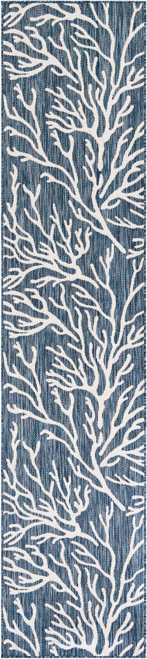 Blue 2' 7 x 12' Outdoor Coastal Runner Area Rug Weather Resistant for Patio, Deck, Terrace, Balcony, Porch 100% Polypropylene Coastal Decor Carpet for Sale at Rug Engine