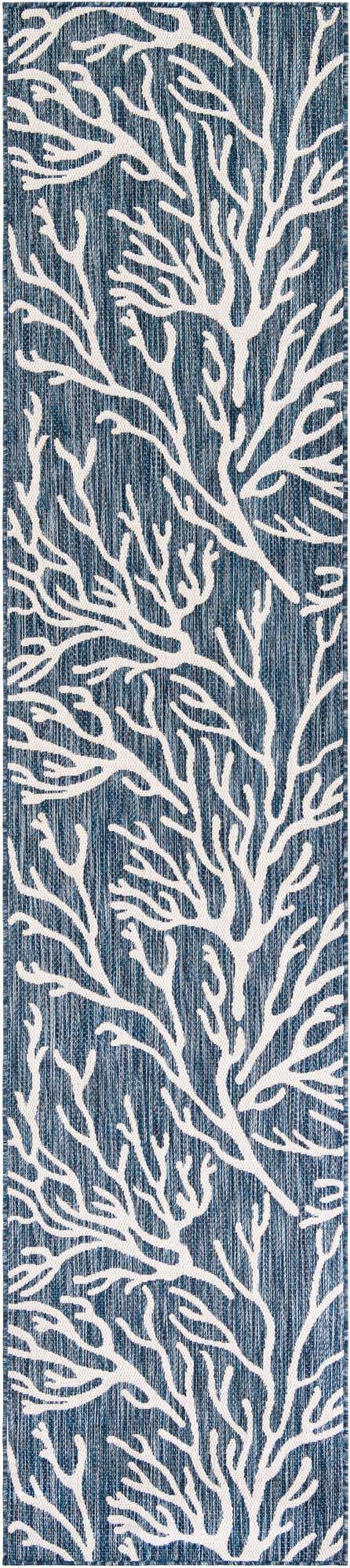 Blue 2' 7 x 12' Outdoor Coastal Runner Area Rug Weather Resistant for Patio, Deck, Terrace, Balcony, Porch 100% Polypropylene Coastal Decor Carpet for Sale at Rug Engine