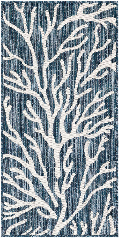Blue 2' x 4' 1 Outdoor Coastal Runner Rug