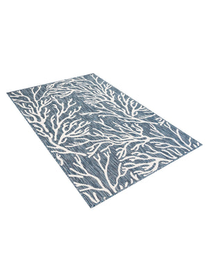Blue 4' 1 x 6' 1 Outdoor Coastal Rectangle Area Rug Weather Resistant for Patio, Deck, Terrace, Balcony, Porch 100% Polypropylene Coastal Decor Carpet for Sale at Rug Engine