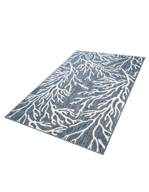 Blue 4' 1 x 6' 1 Outdoor Coastal Rectangle Area Rug Weather Resistant for Patio, Deck, Terrace, Balcony, Porch 100% Polypropylene Coastal Decor Carpet for Sale at Rug Engine