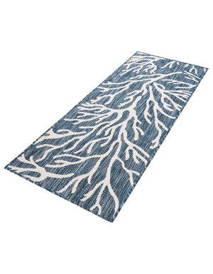 Blue 2' x 5' 3 Outdoor Coastal Runner Area Rug Weather Resistant for Patio, Deck, Terrace, Balcony, Porch 100% Polypropylene Coastal Decor Carpet for Sale at Rug Engine