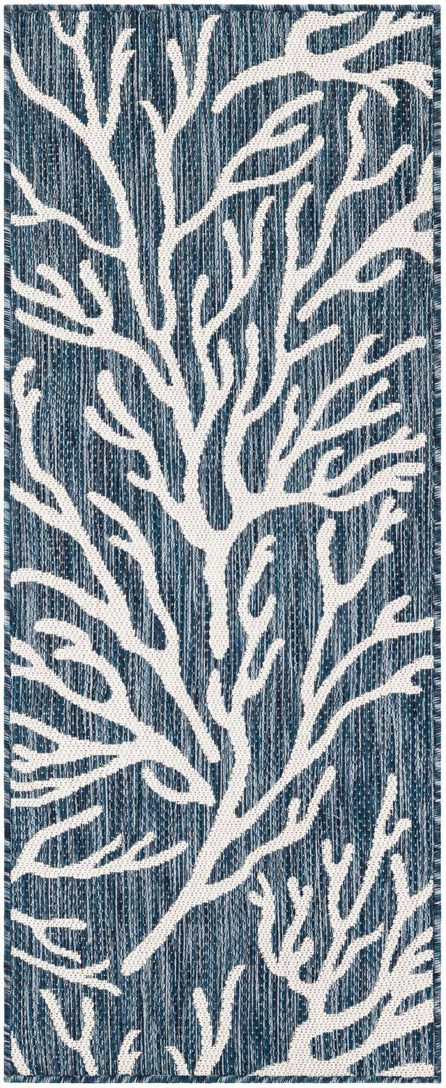 Blue 2' x 5' 3 Outdoor Coastal Runner Area Rug Weather Resistant for Patio, Deck, Terrace, Balcony, Porch 100% Polypropylene Coastal Decor Carpet for Sale at Rug Engine