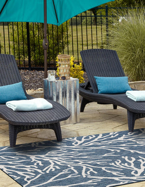 Blue 10' x 14' 1 Outdoor Coastal Rectangle Area Rug Weather Resistant for Patio, Deck, Terrace, Balcony, Porch 100% Polypropylene Coastal Decor Carpet for Sale at Rug Engine