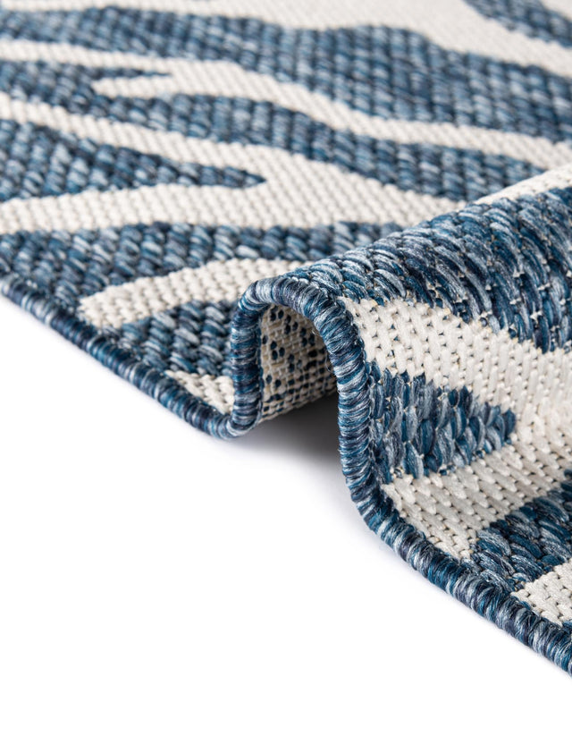 Blue 4' 1 x 6' 1 Outdoor Coastal Rectangle Area Rug Weather Resistant for Patio, Deck, Terrace, Balcony, Porch 100% Polypropylene Coastal Decor Carpet for Sale at Rug Engine