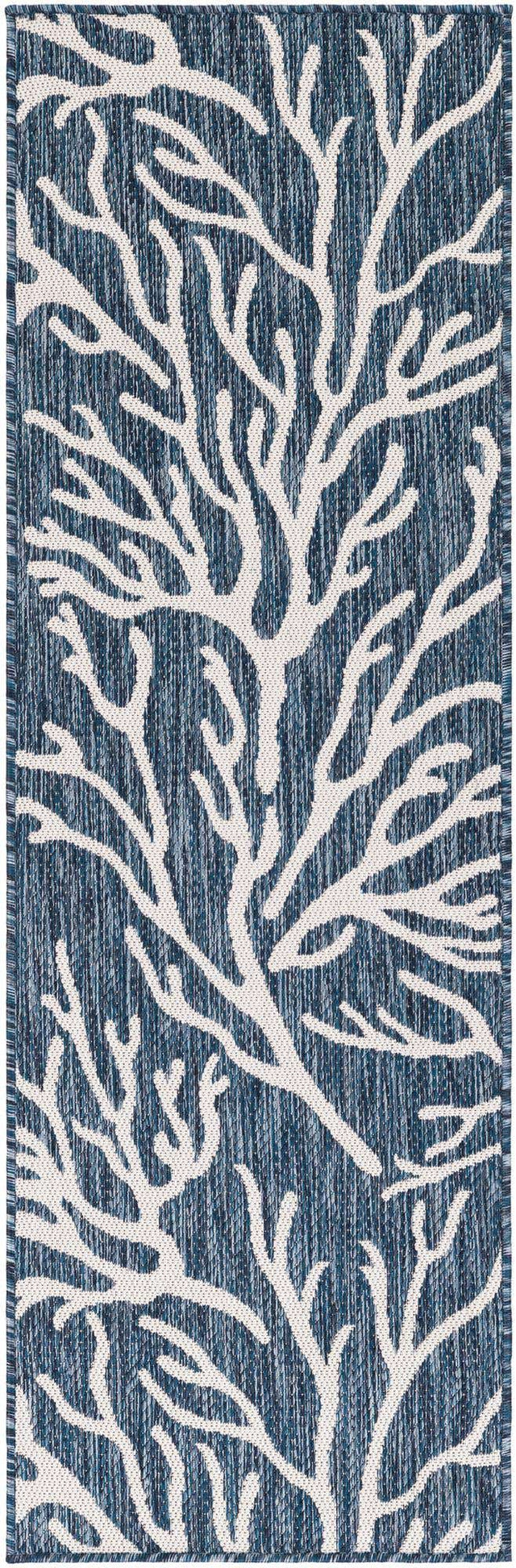 Blue 2' x 6' 1 Outdoor Coastal Runner Area Rug Weather Resistant for Patio, Deck, Terrace, Balcony, Porch 100% Polypropylene Coastal Decor Carpet for Sale at Rug Engine