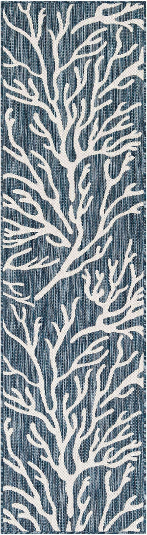 Blue 2' x 8' Outdoor Coastal Runner Area Rug Weather Resistant for Patio, Deck, Terrace, Balcony, Porch 100% Polypropylene Coastal Decor Carpet for Sale at Rug Engine