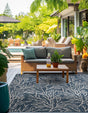 Blue 10' x 10' Outdoor Coastal Square Area Rug Weather Resistant for Patio, Deck, Terrace, Balcony, Porch 100% Polypropylene Coastal Decor Carpet for Sale at Rug Engine