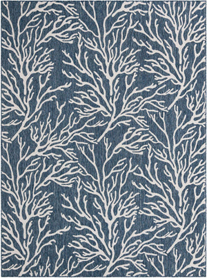 Blue 9' x 12' Outdoor Coastal Rectangle Area Rug Weather Resistant for Patio, Deck, Terrace, Balcony, Porch 100% Polypropylene Coastal Decor Carpet for Sale at Rug Engine