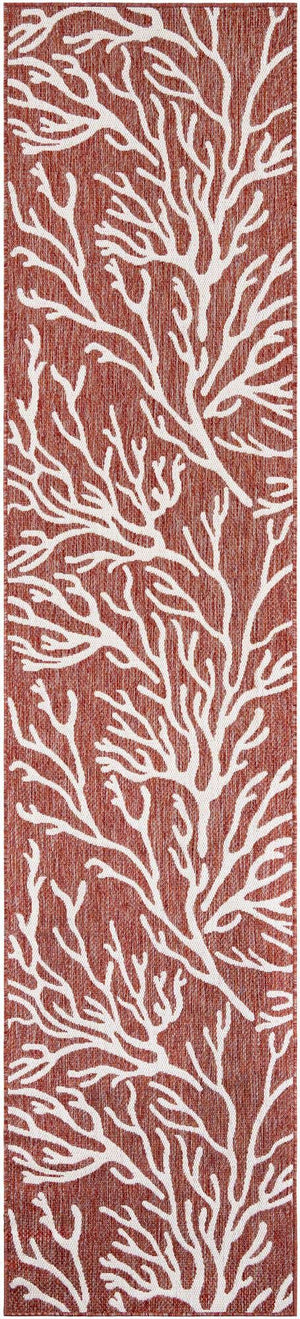 Rust Red 2' 7 x 12' Outdoor Coastal Runner Area Rug Weather Resistant for Patio, Deck, Terrace, Balcony, Porch 100% Polypropylene Coastal Decor Carpet for Sale at Rug Engine