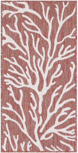Rust Red 2' x 4' 1 Outdoor Coastal Runner Area Rug Weather Resistant for Patio, Deck, Terrace, Balcony, Porch 100% Polypropylene Coastal Decor Carpet for Sale at Rug Engine