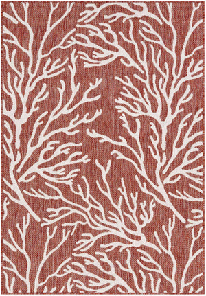 Rust Red 4' 1 x 6' 1 Outdoor Coastal Rectangle Area Rug Weather Resistant for Patio, Deck, Terrace, Balcony, Porch 100% Polypropylene Coastal Decor Carpet for Sale at Rug Engine