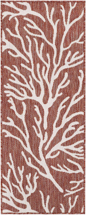 Rust Red 2' x 5' 3 Outdoor Coastal Runner Area Rug Weather Resistant for Patio, Deck, Terrace, Balcony, Porch 100% Polypropylene Coastal Decor Carpet for Sale at Rug Engine